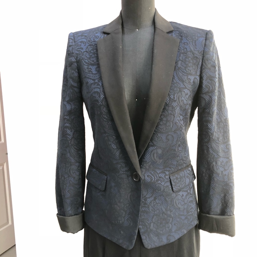 BCBGMaxAzria Navy Lace Blazer